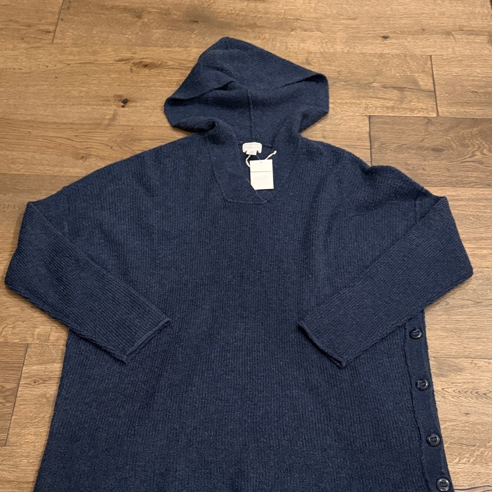Caslon Heathered blue hoodie sweater with side buttons - size XXL - NWT